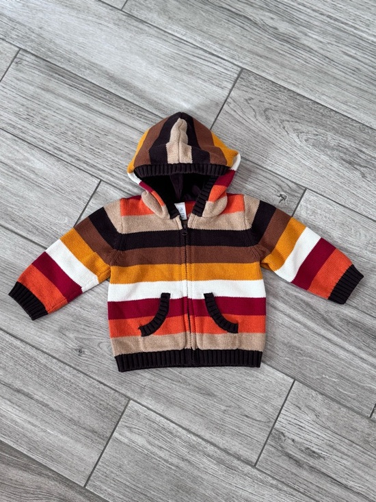 GAP Other - Baby GAP Striped Hooded full Zip-Up Sweater Pockets Size 9-12 Month